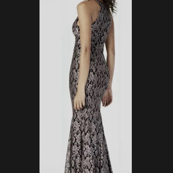 Nightway Cocktail Prom Party Mermaid Womens Dress Glitter-Lace Keyhole Gown 4 - Picture 3 of 8